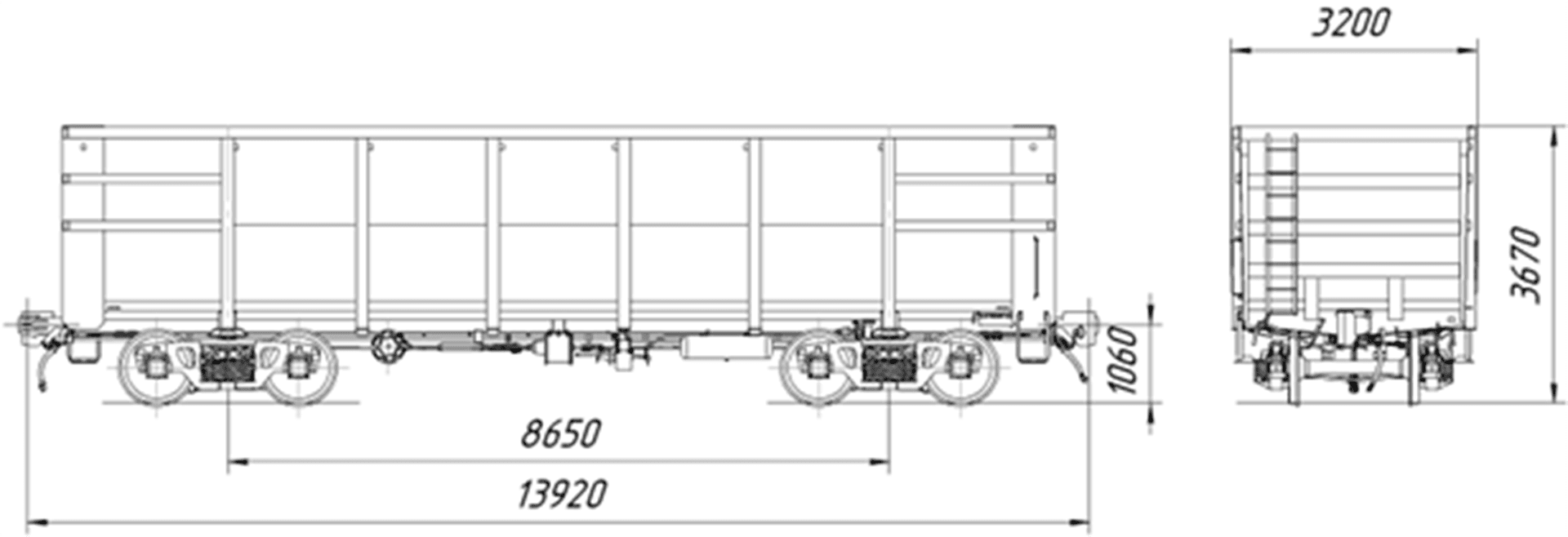 Полувагон цельнометаллический с глухим кузовомМодель: 12-955 изображение 2