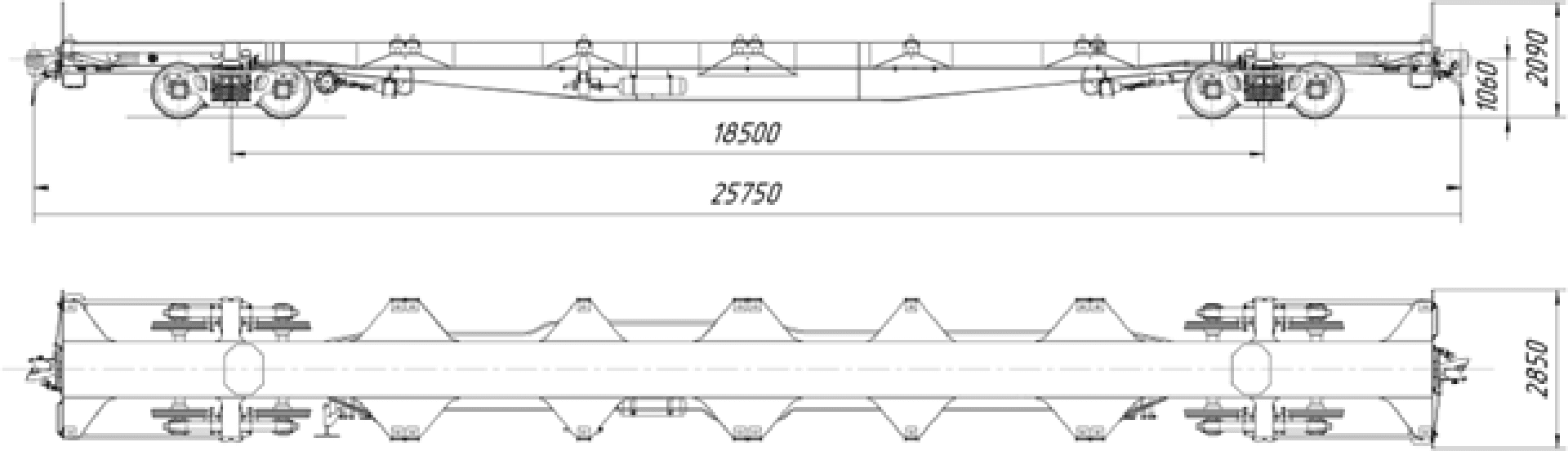 Вагон-платформа для перевозки крупнотоннажных контейнеровМодель: 13-971 изображение 2