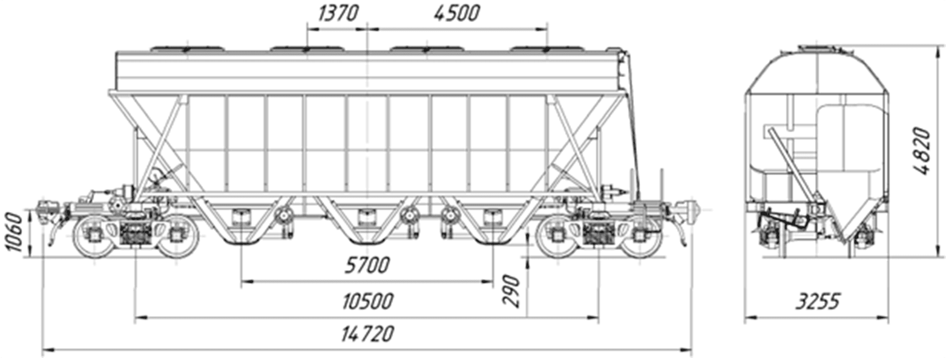Вагон-хоппер для зернаМодель: 19-970-01 изображение 2