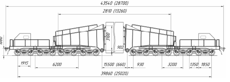 Транспортер железнодорожный сочлененного типа грузоподъемностью 240 тМодель: 14-6057 изображение 2
